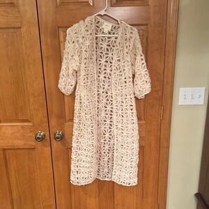 Maeve Cream Open-Front Lace Cape